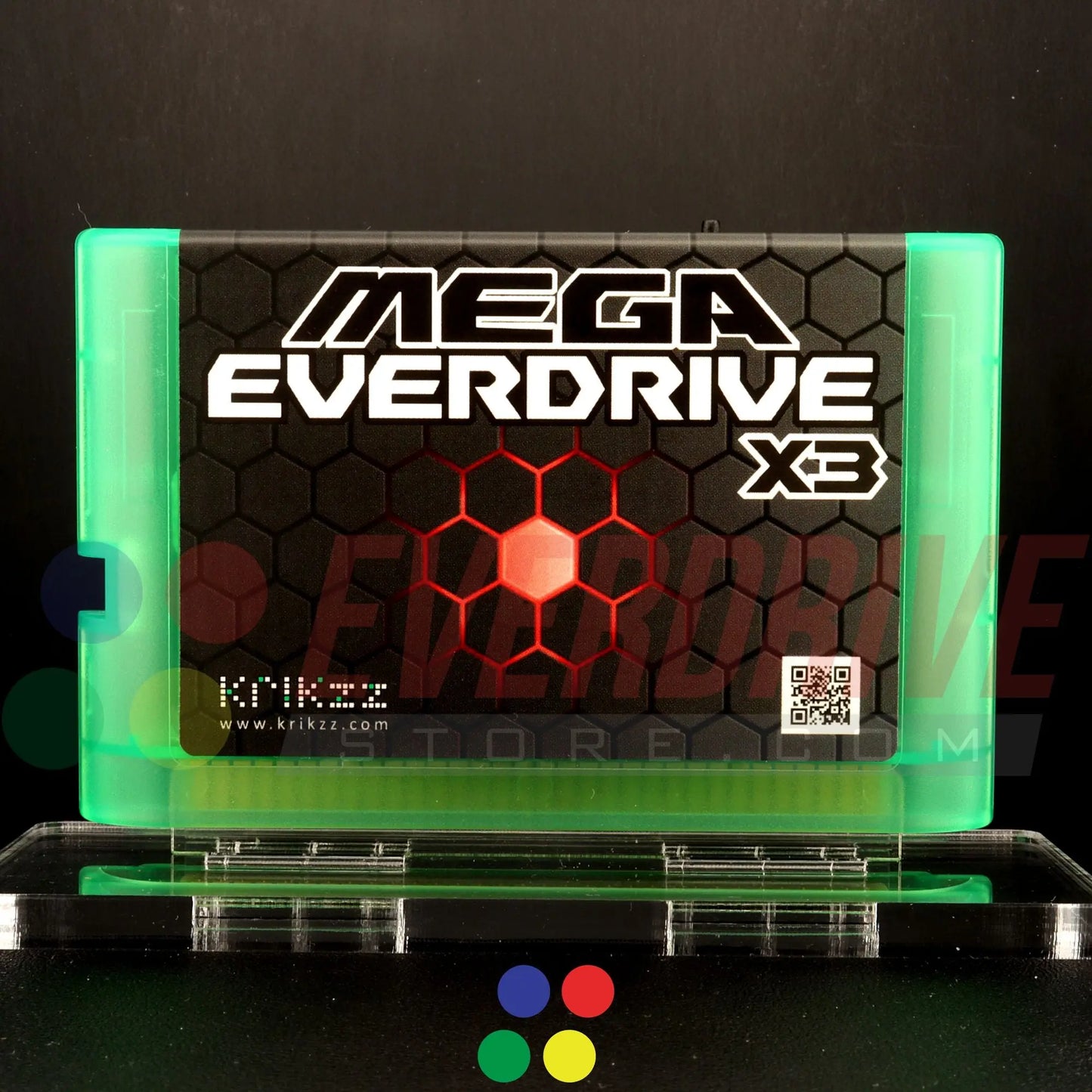 Mega Everdrive X3 - Frosted Green by Krikzz for Genesis or Mega Drive Krikzz