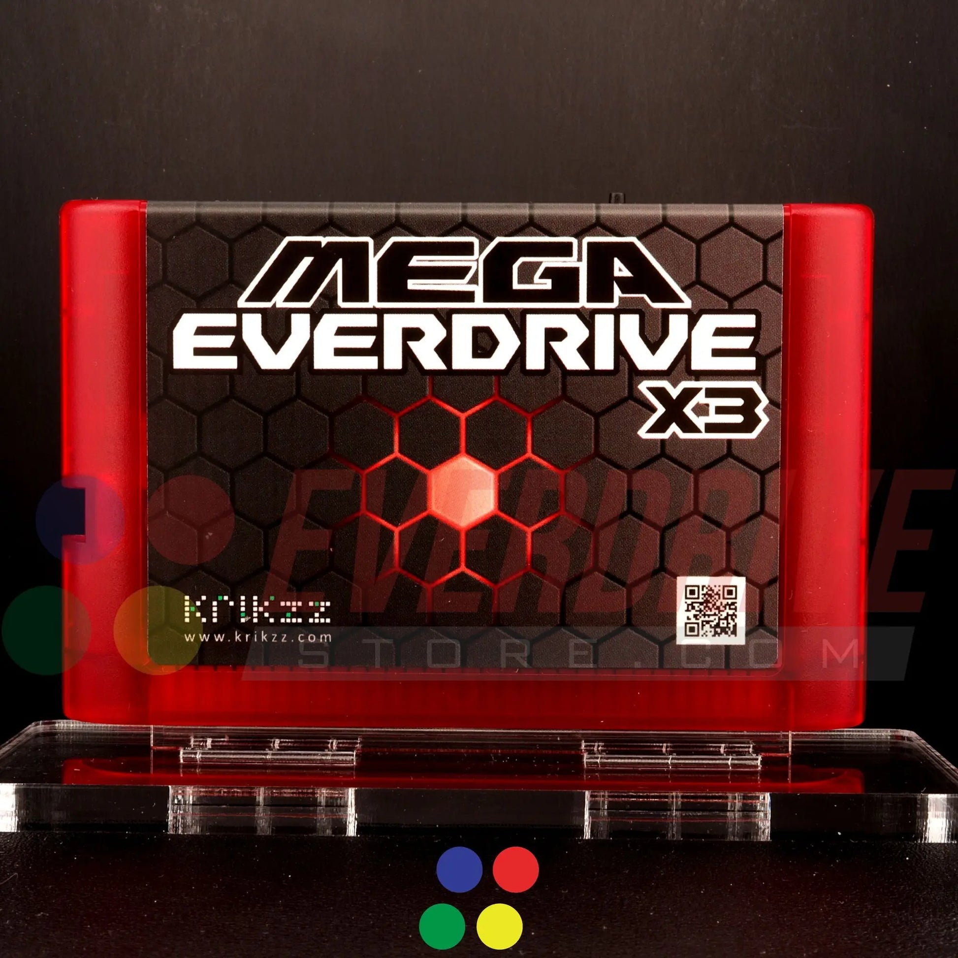 Mega Everdrive X3 - Frosted Red by Krikzz for Genesis or Mega Drive Krikzz